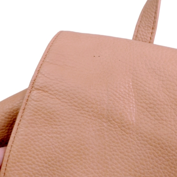 Steve Madden Blush Pink Vegan Leather Drawstring Foldover Backpack Purse Bag - Picture 11 of 12